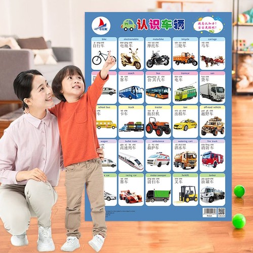 小学教辅教具早教挂图防水墙贴婴幼儿数字拼音字母表识字幼儿园益智启蒙认识蔬菜水果动物人物看图交通工具认知能力知识思维0-3岁