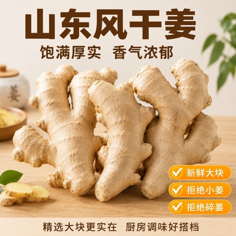 山东大姜老姜生姜风干姜新鲜老黄姜网兜装5斤/3斤/2斤/1斤包邮