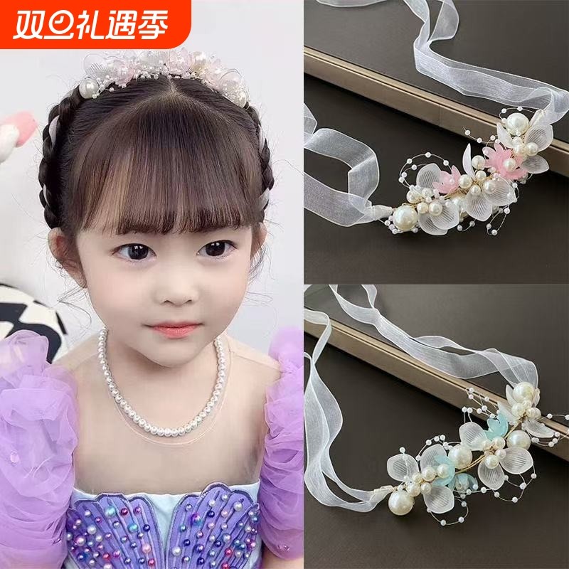 儿童花环头饰公主生日发箍女孩编发发带女童古风汉服古装花童发饰