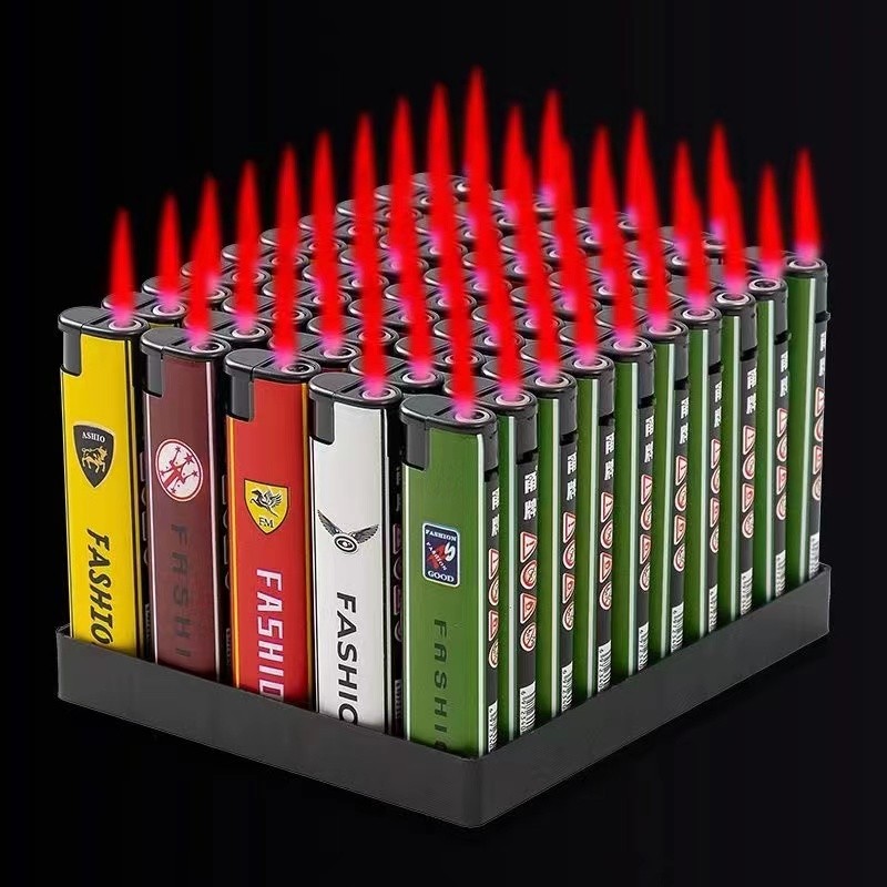 50只批发防风打火机普通家用批发一次性批发商美女防爆高颜值发财