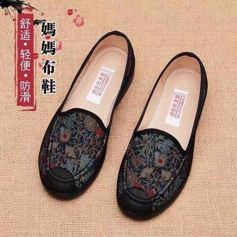 老北京布鞋女款妈妈鞋不累脚春夏防滑老年人复古奶奶鞋宽松鞋轻便图片