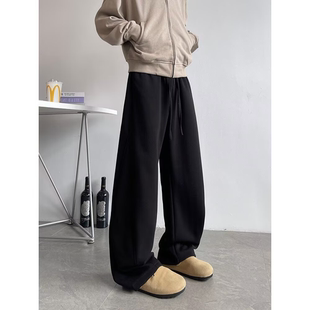 子复古弯刀裤 加绒裤 常规卫裤 宽松休闲裤 春秋冬季 阔腿运动长裤 美式