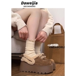 增高厚底加绒勃肯鞋女2025新款冬季两穿加厚保暖毛毛棉拖鞋子手工