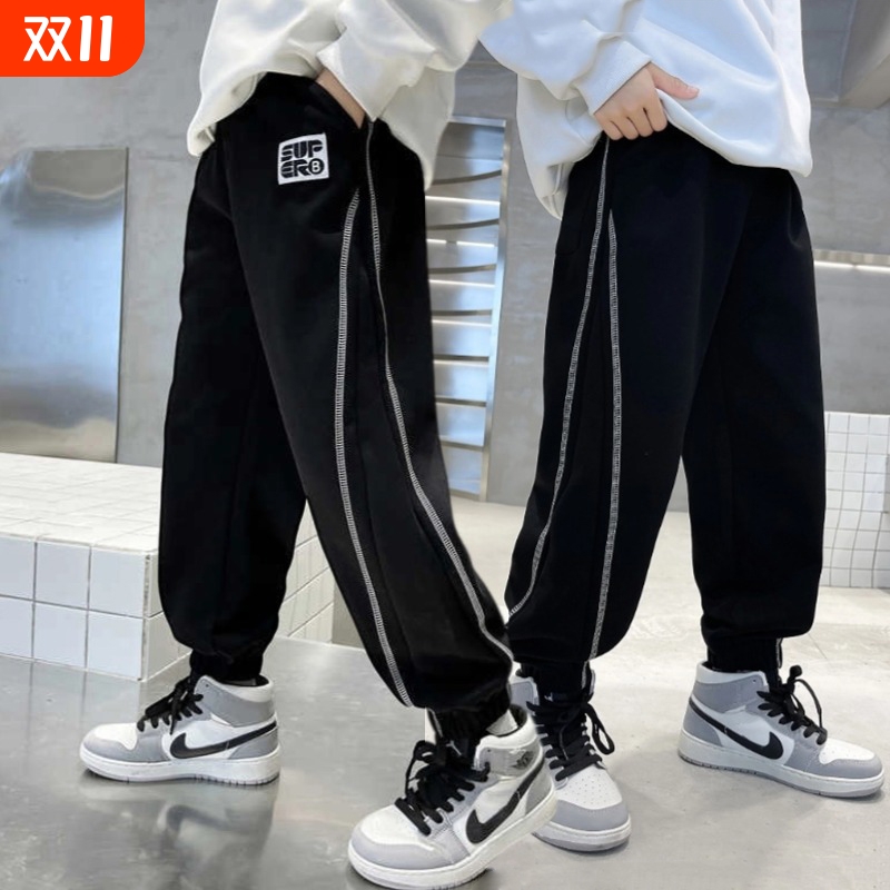 男童裤子加绒加厚秋冬运动裤潮酷