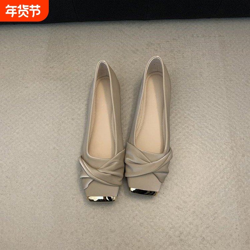 玛丽珍鞋女粗跟单鞋2026年春季新款法式温柔配裙子浅口软底豆豆鞋