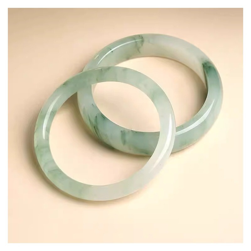 新疆天山翠冰种手镯飘翠冰透真玉石镯子国风气质女友妈妈礼物证书