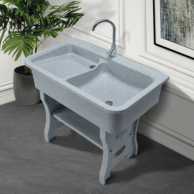 石英石洗衣池阳台洗衣台盆一体大理石带搓板室外庭院洗衣水槽水池