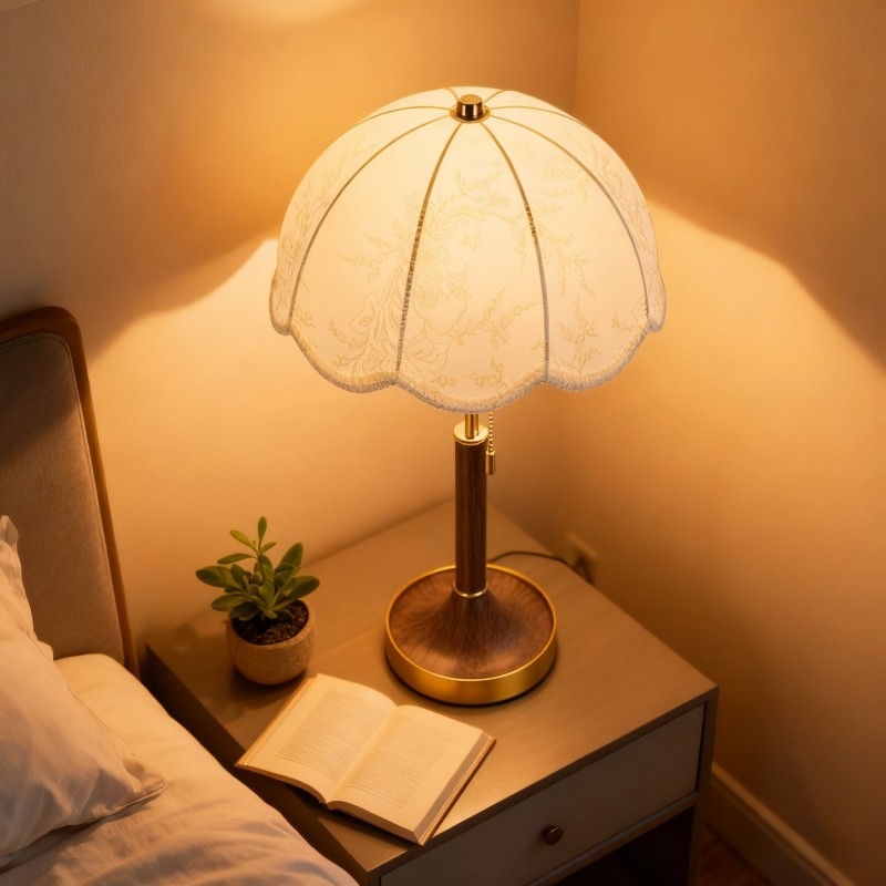 复古台灯卧室床头灯法式美式布艺书房主卧高级感氛围灯护眼客厅