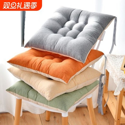 爆款坐垫椅垫屁垫大学生棉麻绑带板凳教室春夏办公室防滑牛奶绒