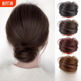 真发丸子头假发发圈全真人发自然蓬松发包古风盘发花苞头假发包女