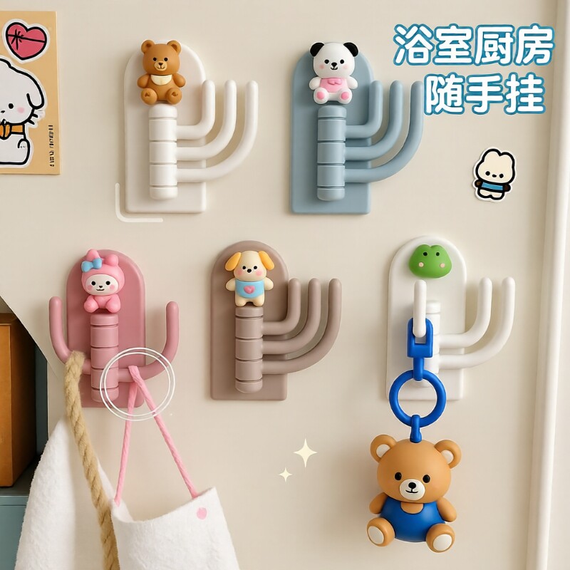 创意卡通挂可爱学生免打孔无痕粘钩墙壁门口钥匙厨房浴室粘胶衣柜图片