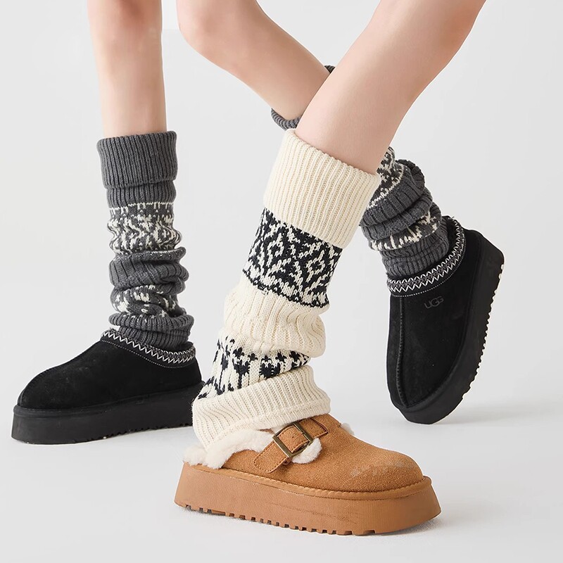 复古费尔岛袜套堆堆袜子女款2025新款爆款冬加厚保暖腿套羊毛长袜