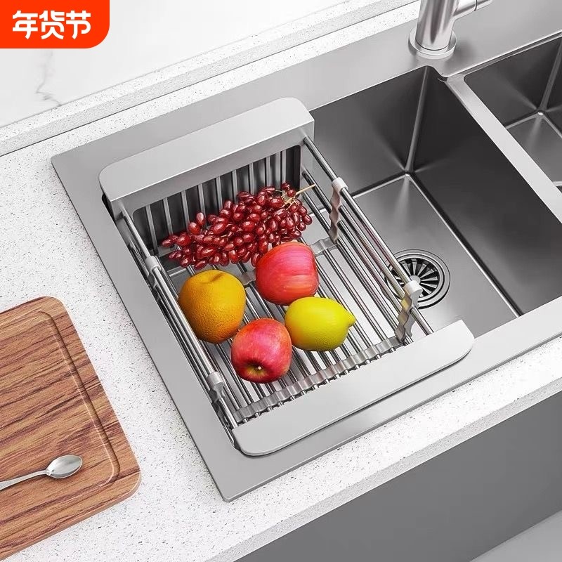 洗碗池水槽沥水架子洗菜盆收纳架沥水篮置物架过滤厨房用品折叠,家装主材,沥水篮,淘宝优惠券,粉丝福利购,淘宝优惠卷