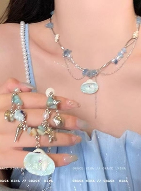 吹吹海风!度假风贝壳串珠项链配饰女2025新款夏季锁骨链小众独特