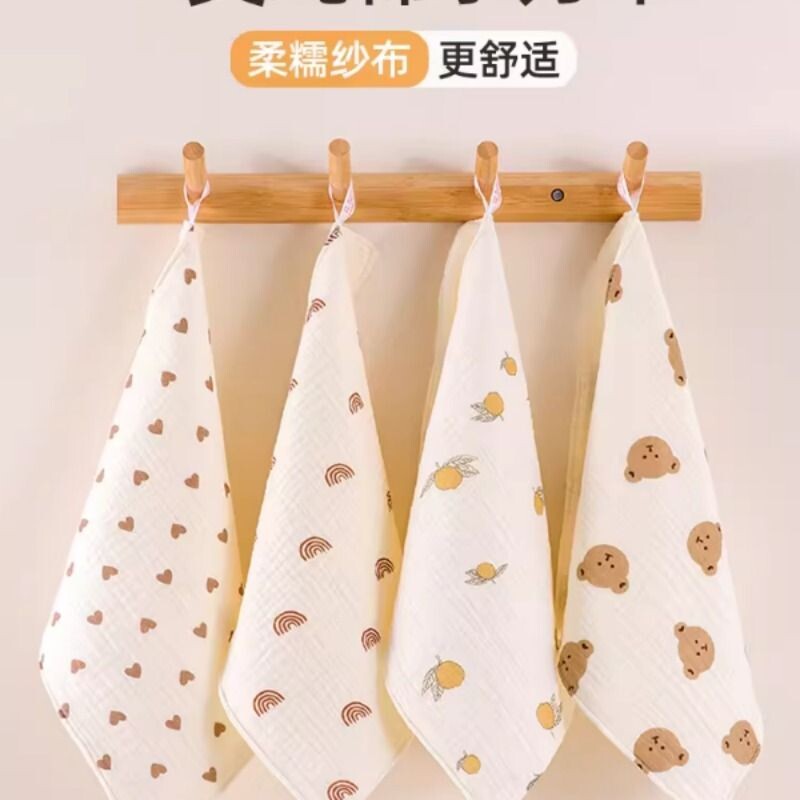 纱布毛巾纯棉小方巾婴儿洗脸巾新生宝宝拍隔巾儿童手帕洗澡巾a类