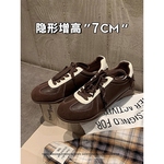 羊皮~7cm内增高德训鞋女秋冬2025新款百搭系带休闲鞋运动阿甘鞋女