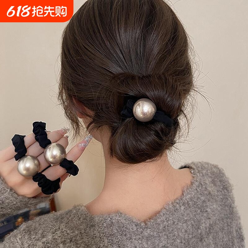 法式珍珠头绳皮筋发圈女百搭扎头发高级感颜值复古气质简约高弹力
