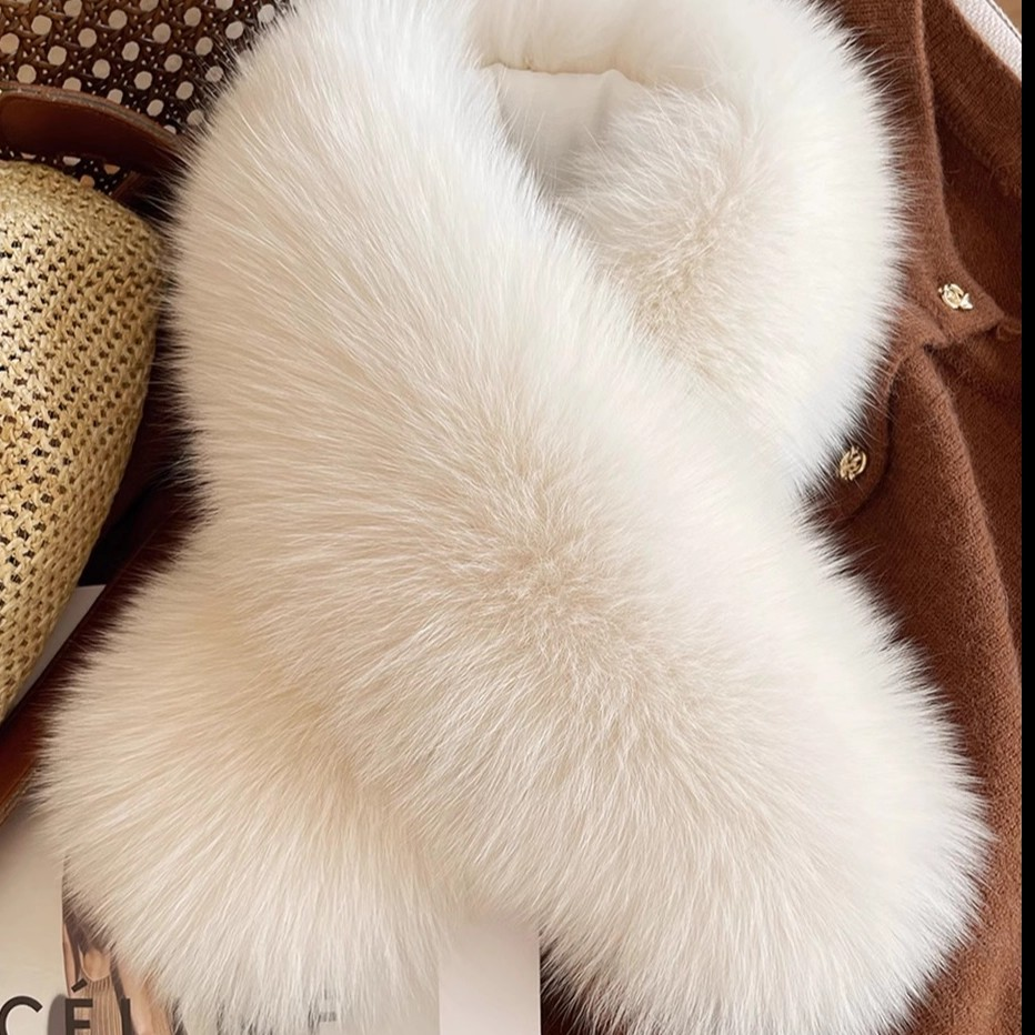 【财阀千金】冬季双面毛仿狐狸毛獭兔围脖毛领子女士保暖皮草围巾