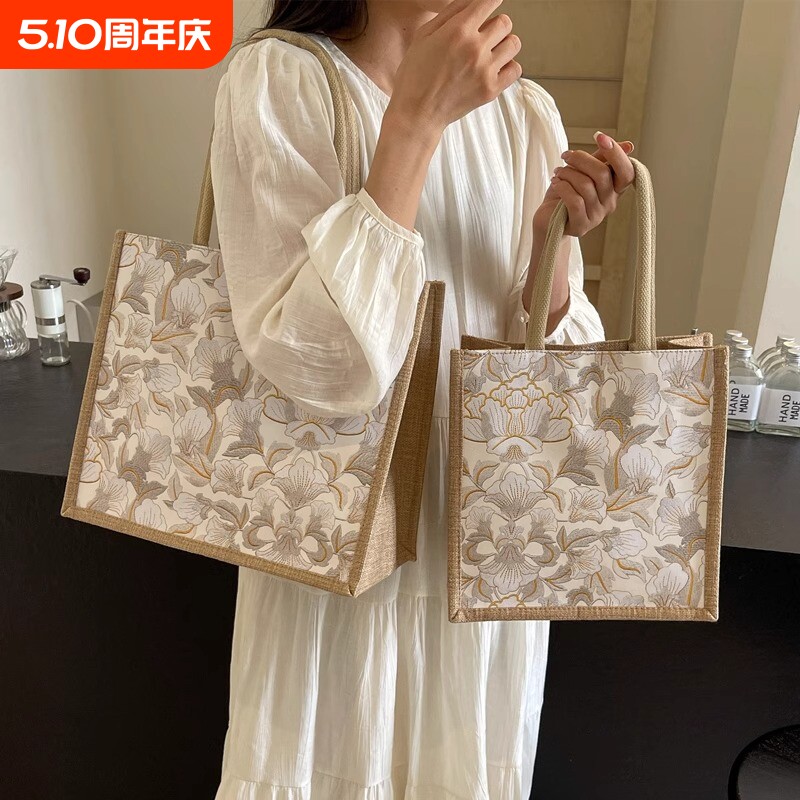 帆布包包托特包手提袋女手提包2024新款大容量麻布女ins上班通