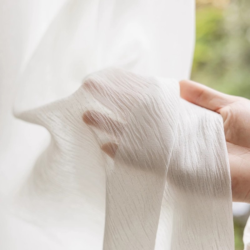 白色银河纱客厅阳台窗帘卧室遮阳透光纱帘银闪闪窗纱简约现代轻奢