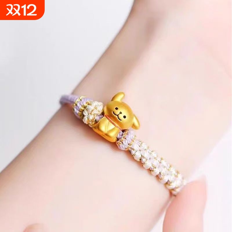 线条狗情侣手绳闺蜜配饰新中式线条小狗手链潮流甜美编织手绳