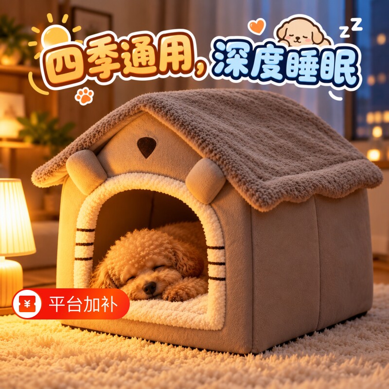冬季猫窝保暖封闭式猫屋别墅小型犬狗窝四季通用可拆洗狗房子狗屋