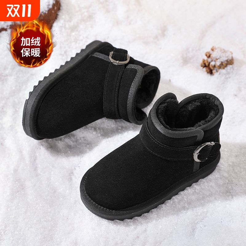 儿童靴子2025冬季新款男童大棉加绒加厚棉鞋女童鞋防滑保暖雪地靴