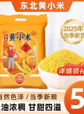 25新米东北黄小米5斤农家小黄米粮食山西糯小米五谷杂粮旗舰优质