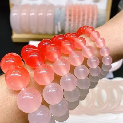 精品珊瑚海云母手串高透脂紫外线变色光血沉宝树脂首饰手链