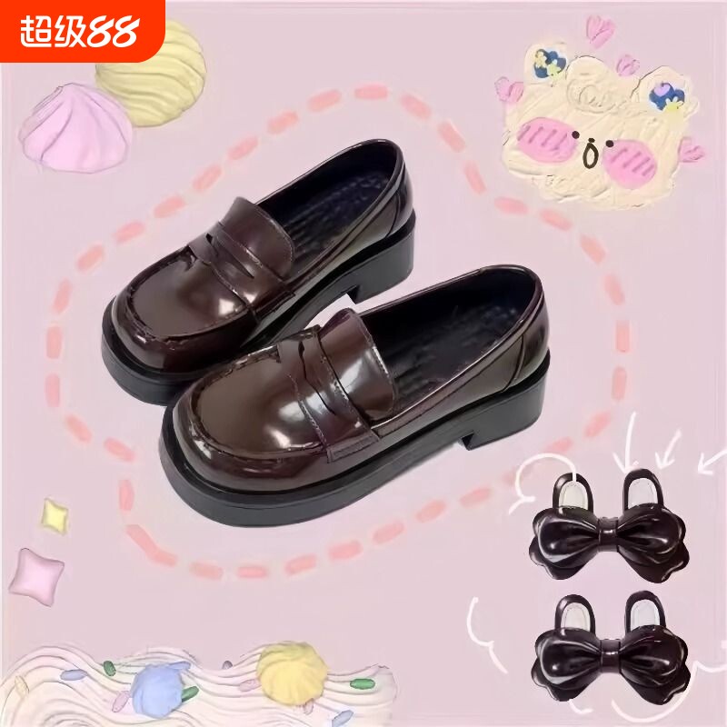 京泽春季原创jk制服鞋高跟小皮鞋中跟秋季粗跟不累脚棕色黑色学院