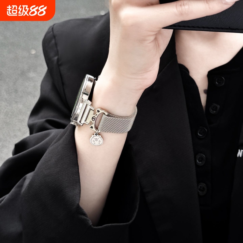 适用华为gt5新款手表带金属磁吸watchgt4系列手表链女士5pro女表智能运动watch5专用高级感gt3/2女款手链夏天