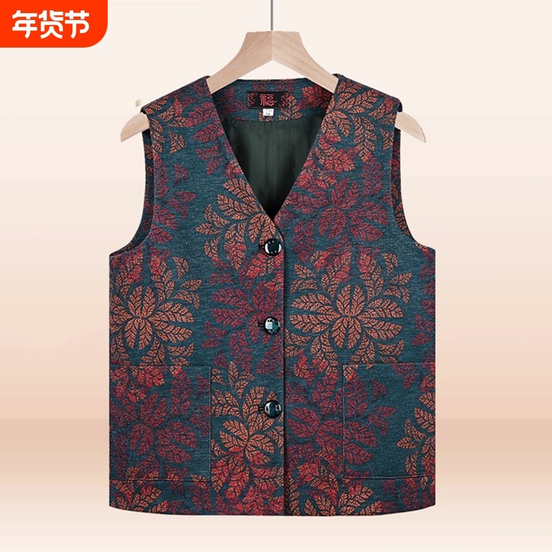 老年人马甲女奶奶秋装背心外套大码妈妈坎肩老人衣服春秋太太外穿