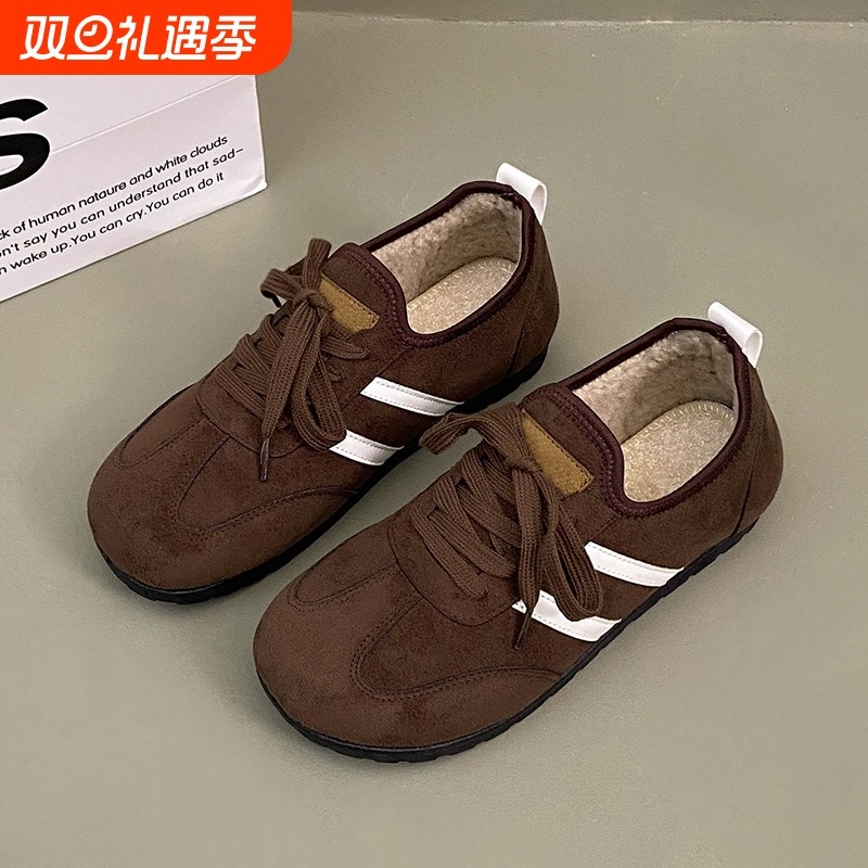 时尚百搭棉鞋女2025加厚乐福鞋保暖防滑雪地靴棉靴黑色平底不累脚