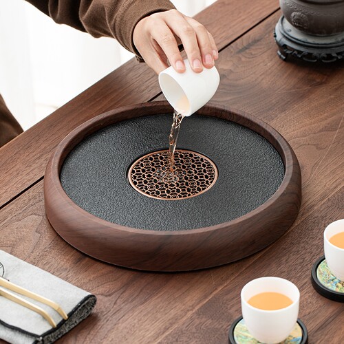 仿乌金石茶盘家用泡茶盘干泡茶盘茶台中式储水沥水盘排水大气轻奢