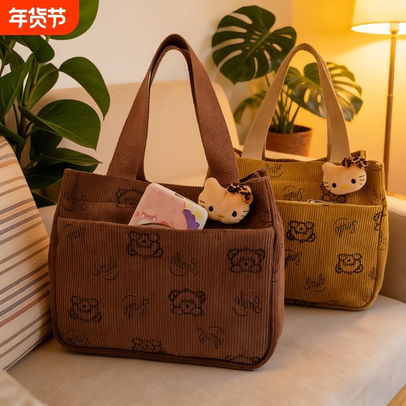 2025新款妈咪包复古四季通用手提包ins简约外出学生上班便当包