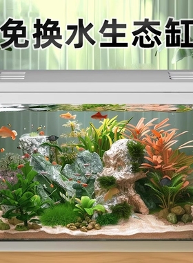 鱼缸客厅家用2025新款过滤制氧一体专业造景金鱼斗鱼小型生态缸