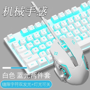键盘鼠标套装电竞游戏专用机械手感静音有线电脑台式通用两件套