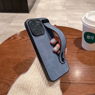 适用红米Turbo4手机壳14/13商务note15pro腕带支架11E羊巴皮12se秋冬9/8pro男款7小众13C简约10x保护套时尚