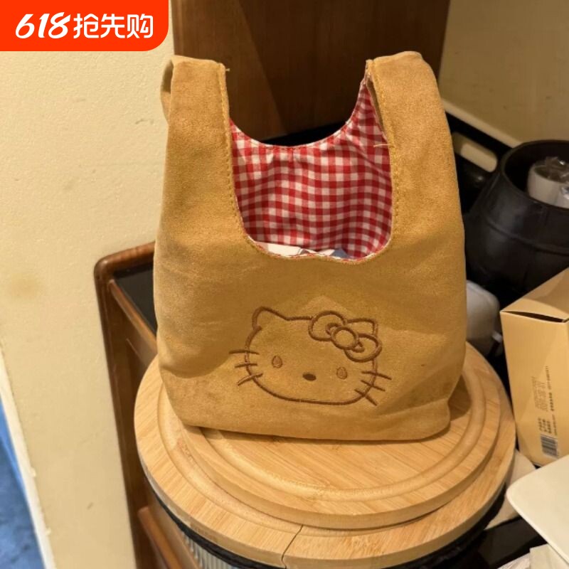 女士新款手提包可爱kt猫手腕包上班杂物外出小拎包便当饭盒收纳袋