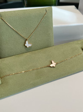 终端精工白贝母蝴蝶玫瑰金红玉髓心形项链手链