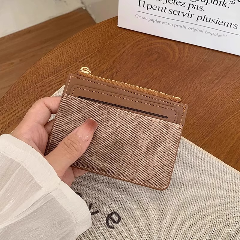 韩版新款小众撞色小巧多卡位卡包薄款多功能学生证件硬币零钱包