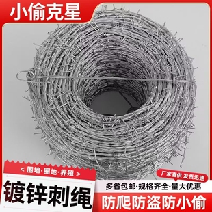 带刺铁丝网防盗防爬钢丝刺绳防锈刺丝铁蒺藜阳台围墙防护隔离钢管