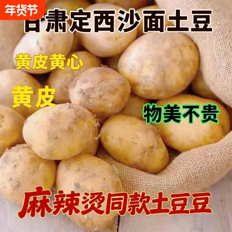 正宗甘肃定西土豆沙地黄皮黄心沙面粉糯新鲜15年现挖蔬菜整箱批发,水产肉类/新鲜蔬果/熟食,土豆,淘宝优惠券,粉丝福利购,淘宝优惠卷