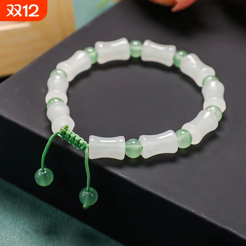 考试考研上岸国风景德镇陶瓷手链女生编织手绳竹节手串小礼物串珠