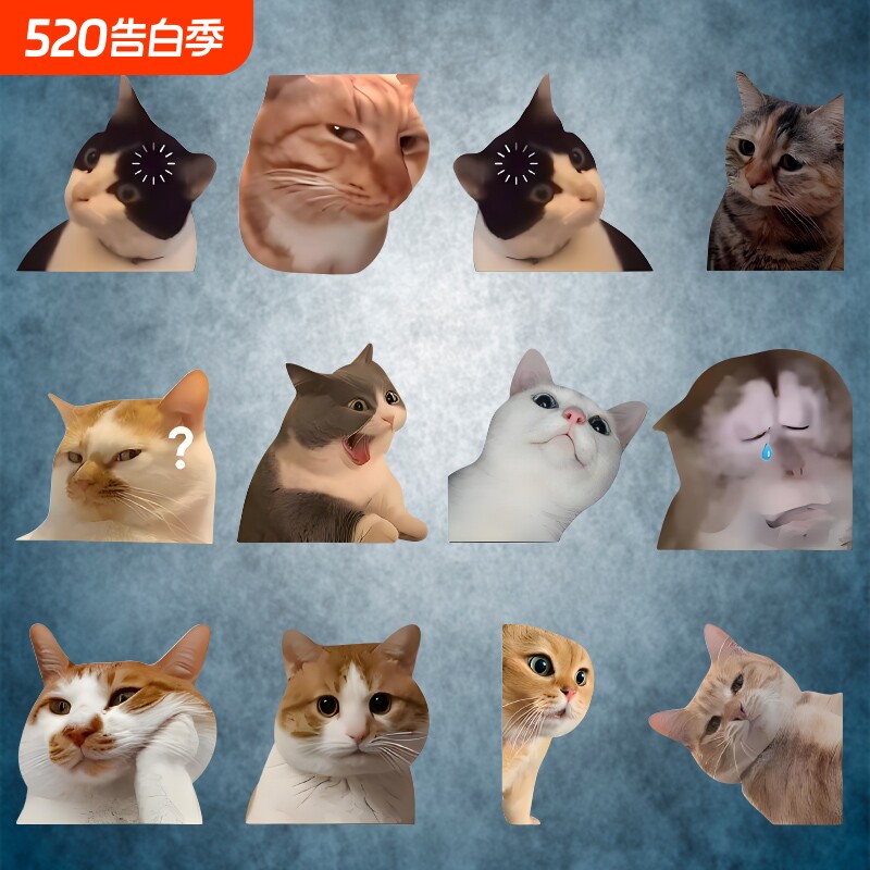 行李箱贴纸搞笑车贴创意个性可爱迷因MEME猫猫咪表情防水车身动物