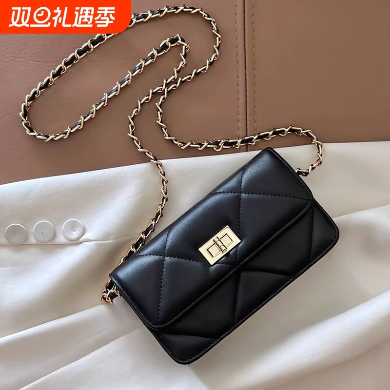 手机包包女2025新款潮小香风菱格小众高级感链条包单肩斜挎小包包