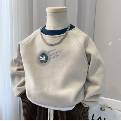 儿童纯棉加绒圆领卫衣秋冬新款