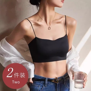 无痕美背内衣女抹胸小胸聚拢文胸夏季 细肩带吊带背心运动裹胸 薄款