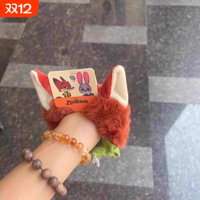 疯狂动物城朱迪尼克毛绒发圈头绳少女2024同款秋冬皮筋大肠圈发饰