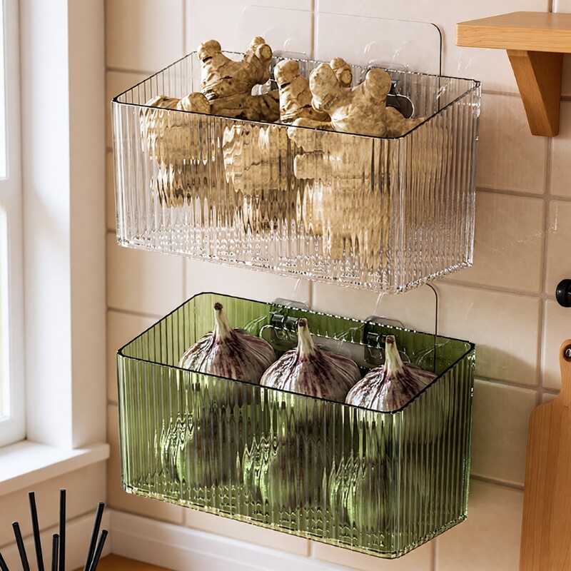 葱姜蒜收纳盒壁挂式放生姜大蒜厨房置物架储物筐用品家用神器大全